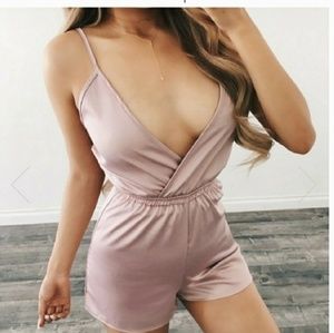 Pink Satin Romper